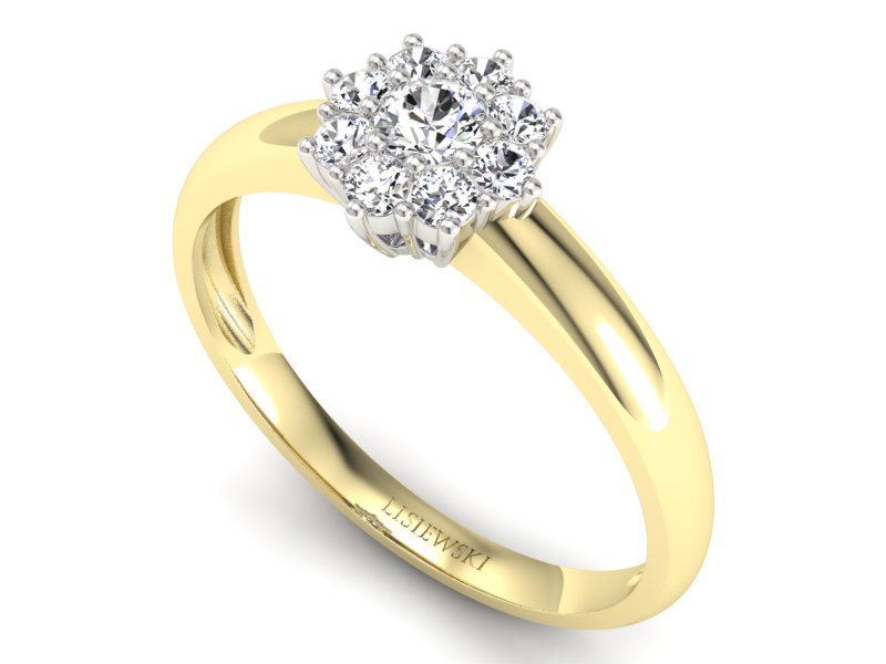 Pierścionek z diamentami żółte i białe złoto - p16458zb - 3