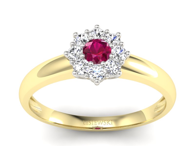 Pierścionek z rubinem i diamentami - p16458zbr - 1