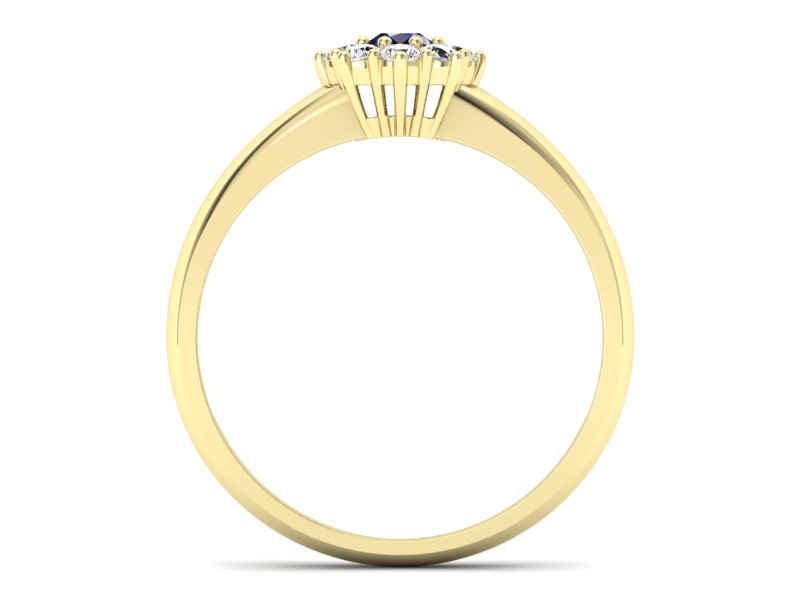 Złoty pierścionek z szafirem i diamentami - p16458zsz - 2