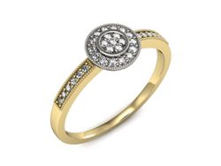 Pierścionek z diamentami żółte i białe złoto 585 - p16459zb