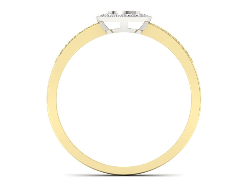 Pierścionek z diamentami żółte i białe złoto - p16459zb - 2