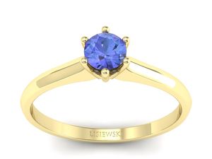 Złoty pierścionek z tanzanitem żółte złoto