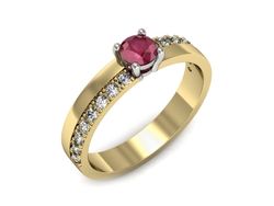 Pierścionek z rubinem i diamentami złoto 585 - p16461zbr