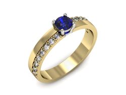 Pierścionek z szafirem i diamentami złoto 585 - p16461zbszc
