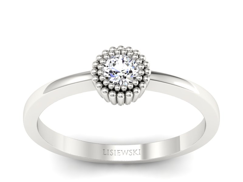 Złoty Pierścionek z brylantem białe złoto 585 - p16462b - 1