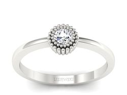 Złoty Pierścionek z brylantem białe złoto 585 - p16462b