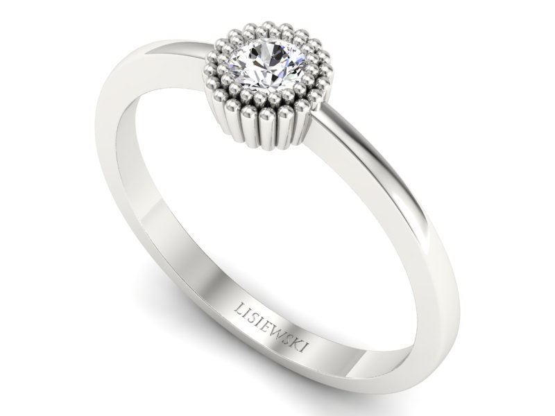 Złoty Pierścionek z brylantem białe złoto 585 - p16462b - 3