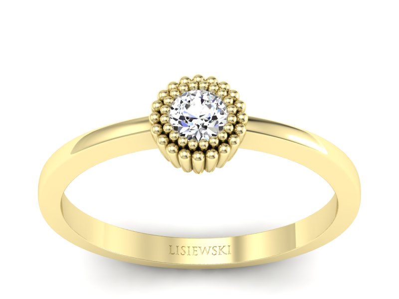 Złoty Pierścionek z brylantem żółte złoto 585 - p16462z - 1