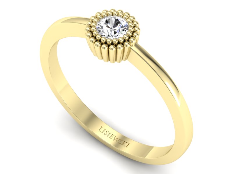 Złoty Pierścionek z brylantem żółte złoto 585 - p16462z - 3