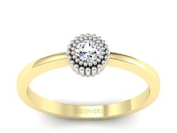 Pierścionek z brylantem żółte i białe złoto 585 - p16462zb