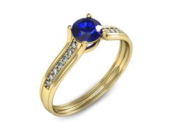 Złoty pierścionek z szafirem i diamentami - p16463zszc