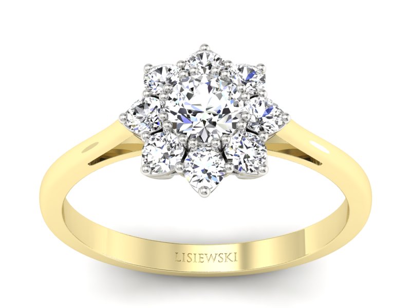 Pierścionek z diamentami żółte i białe złoto - p16467zb - 1