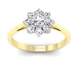 Pierścionek z diamentami żółte i białe złoto - p16467zb