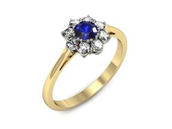 Pierścionek z szafirem i diamentami złoto 585 - p16467zbszc