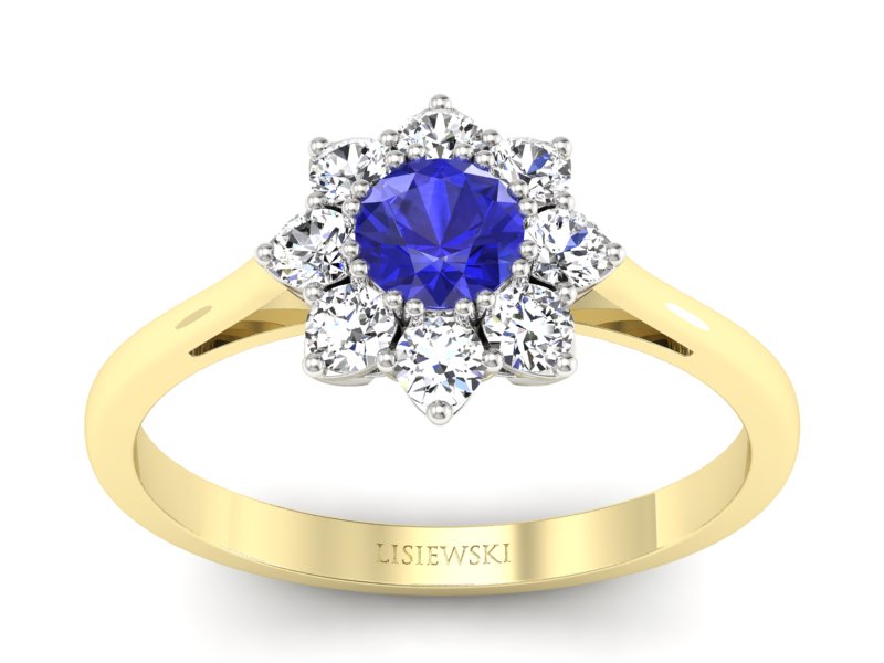 Pierścionek z szafirem i diamentami - p16467zbszc - 1