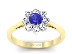 Pierścionek z szafirem i diamentami - p16467zbszc