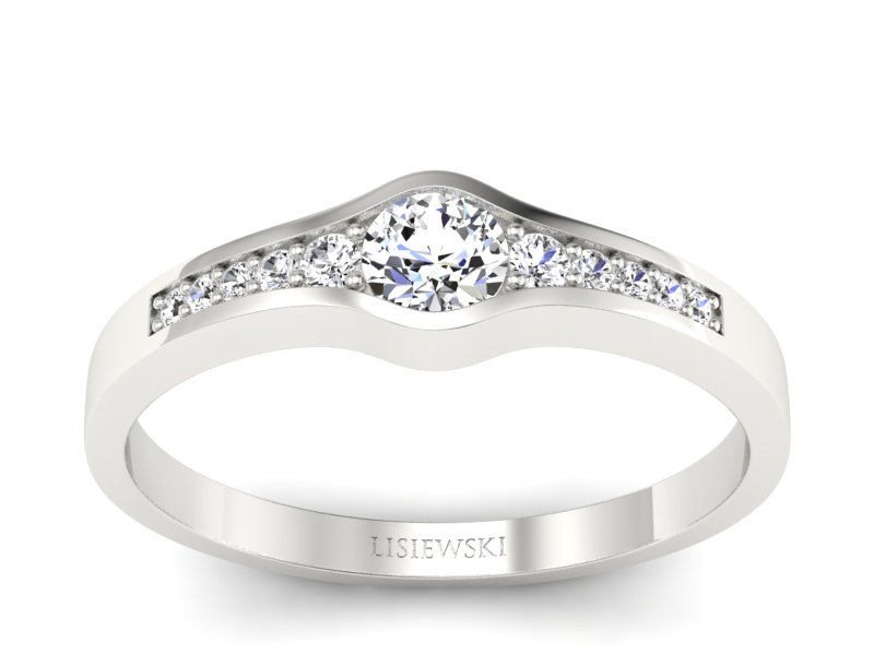 Złoty pierścionek z brylantami białe złoto - p16468b - 1