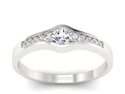 Złoty pierścionek z brylantami białe złoto - p16468b