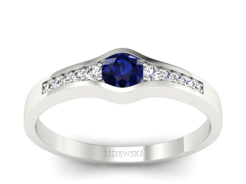 Złoty pierścionek z szafirem i brylantami - p16468bsz - 1
