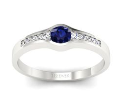 Złoty pierścionek z szafirem i brylantami - p16468bsz