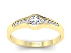 Złoty pierścionek z brylantami żółte złoto - p16468z