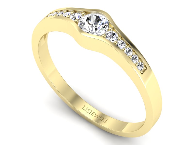 Złoty pierścionek z brylantami żółte złoto - p16468z - 3