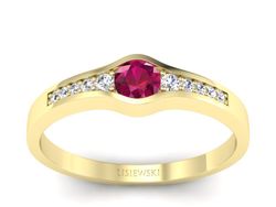 Złoty pierścionek z rubinem i brylantami - p16468zr