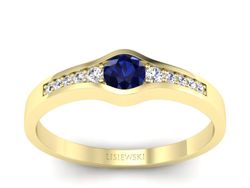 Złoty pierścionek z szafirem i brylantami - p16468zsz