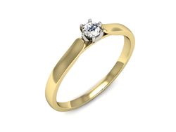 Pierścionek z diamentem żółte białe złoto 585 - p16470zb