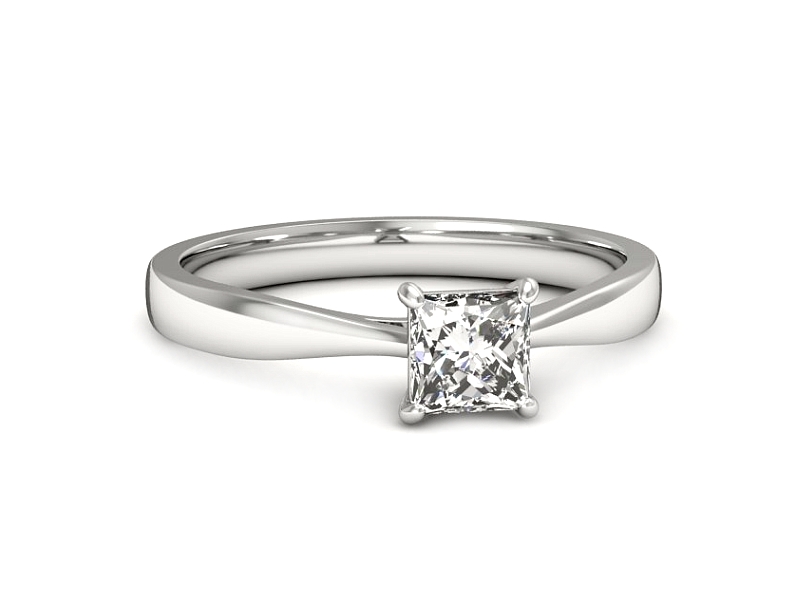 Złoty Pierścionek z diamentem białe złoto 14k - p16475b - 3