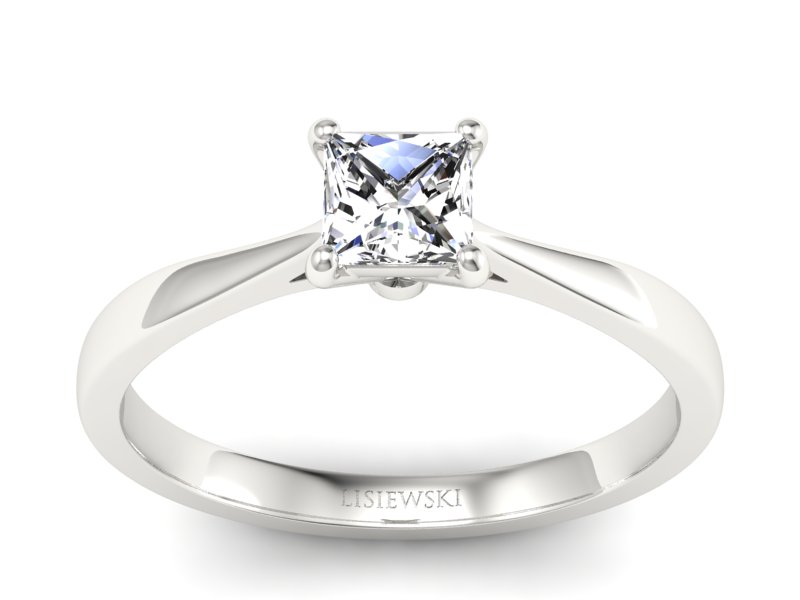 Złoty pierścionek z diamentem białe złoto - p16475b - 1