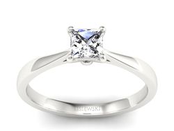 Złoty pierścionek z diamentem białe złoto - p16475b