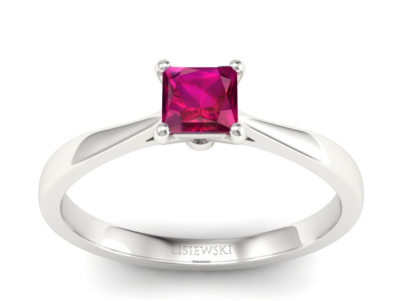 Złoty pierścionek z rubinem białe złoto - p16475br - 1