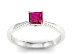 Złoty pierścionek z rubinem białe złoto - p16475br