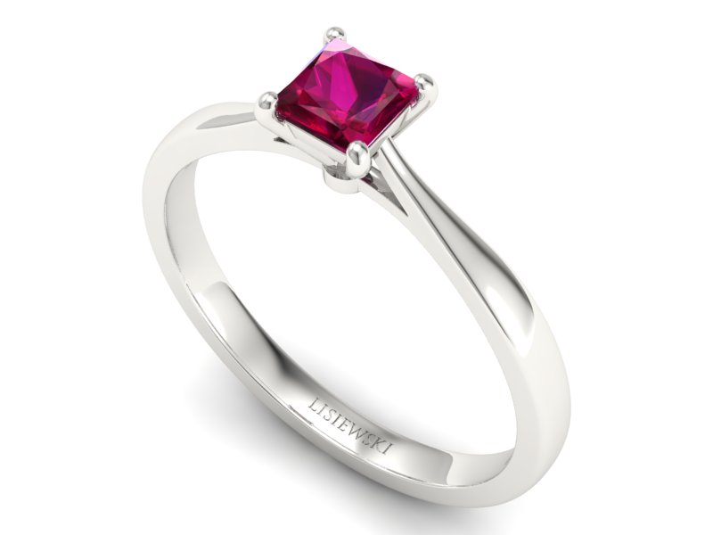 Złoty pierścionek z rubinem białe złoto - p16475br - 3