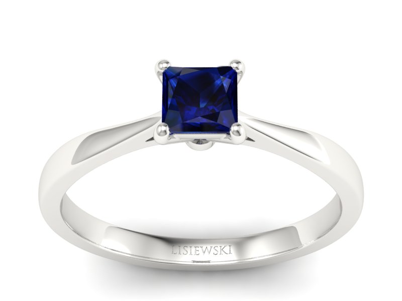 Złoty pierścionek z szafirem białe złoto - p16475bsz - 1