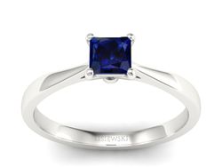 Złoty pierścionek z szafirem białe złoto - p16475bsz