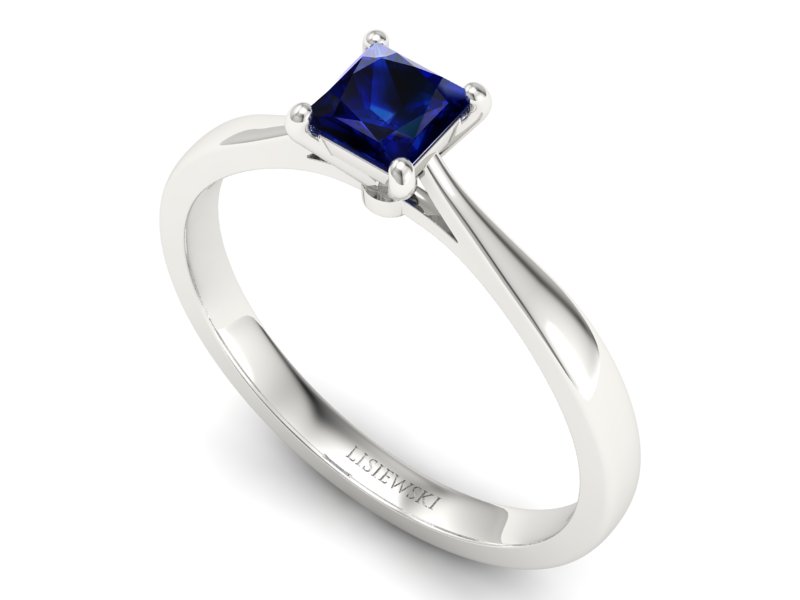 Złoty pierścionek z szafirem białe złoto - p16475bsz - 3