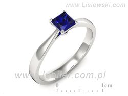 Złoty Pierścionek z szafirem białe złoto 585 - p16475bszc