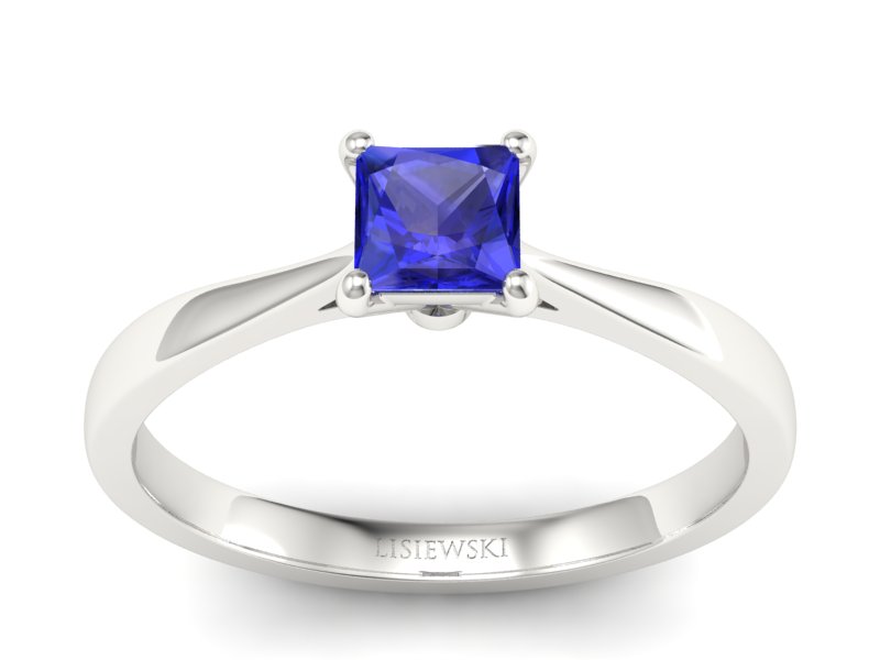 Złoty pierścionek z szafirem białe złoto - p16475bszc - 1