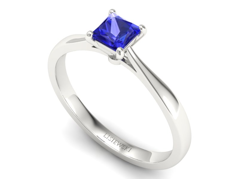 Złoty pierścionek z szafirem białe złoto - p16475bszc - 3