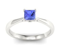 Złoty pierścionek z tanzanitem białe złoto - p16475bt