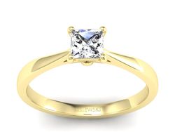 Złoty pierścionek z diamentem żółte złoto - p16475z