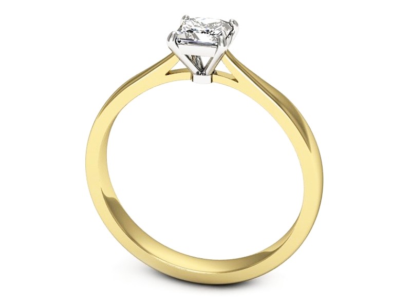Pierścionek z diamentem żółte białe złoto 585 - p16475zb - 3