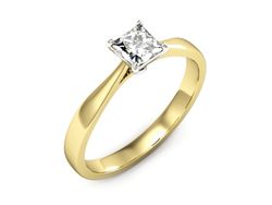 Pierścionek z diamentem żółte białe złoto 585 - p16475zb