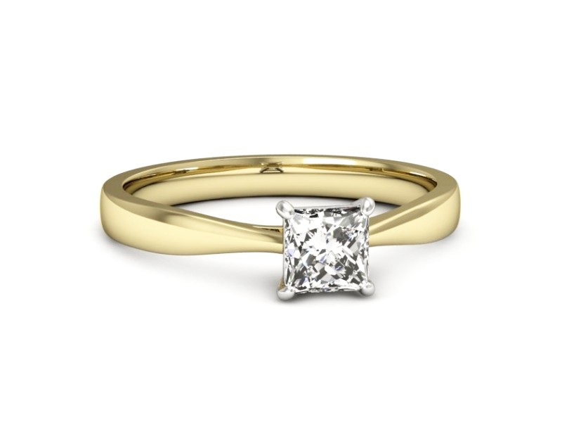 Pierścionek z diamentem żółte białe złoto 585 - p16475zb - 2