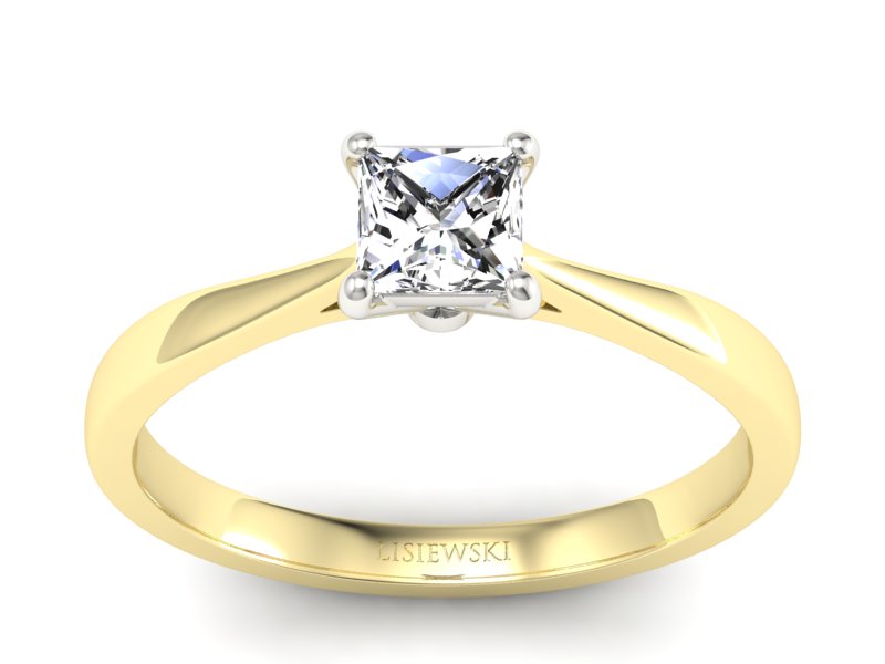 Pierścionek z diamentem żółte białe złoto - p16475zb - 1