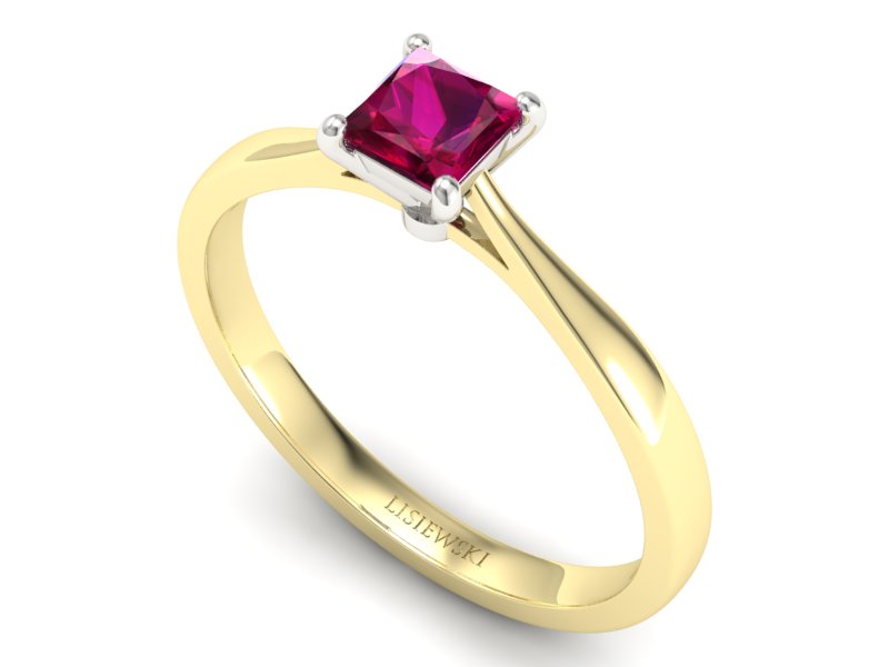 Pierścionek z rubinem żółte białe złoto - p16475zbr - 3