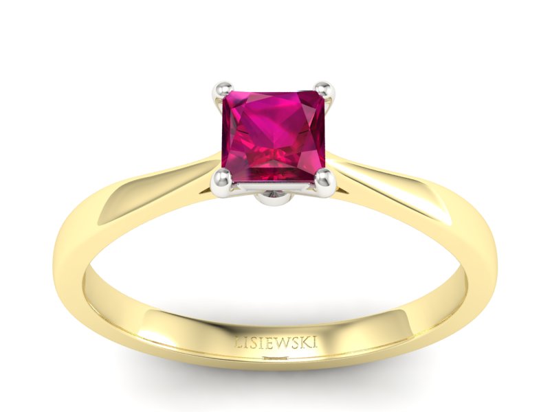 Pierścionek z rubinem żółte białe złoto - p16475zbr - 1