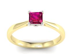 Pierścionek z rubinem żółte białe złoto - p16475zbr